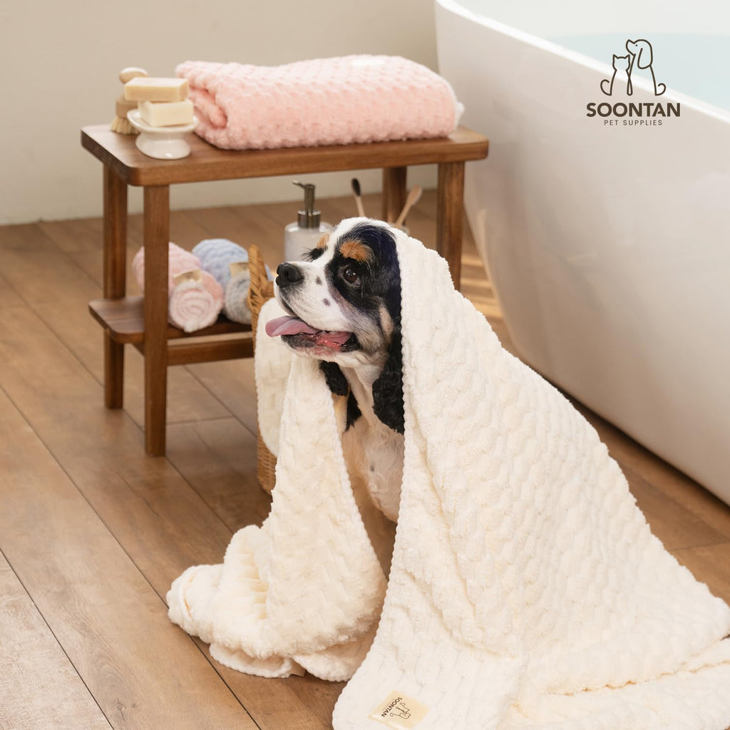 SOONTAN Microfiber Pet Towel Set – 2 Absorbent Quick-Dry Towels for Dogs and Cats (Pink)