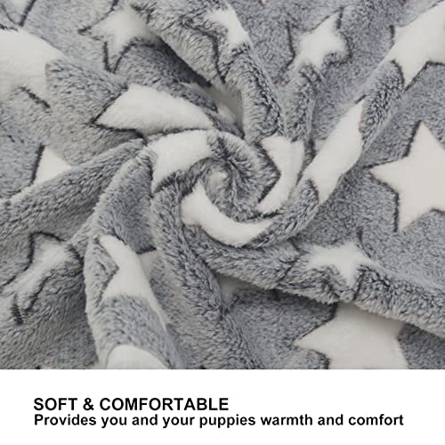 SORKUT Pack of 3 Soft Fleece Pet Blankets – Star Print, Machine Washable, 29x20 Inch Medium for Small Dogs and Cats