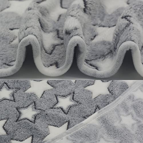 SORKUT Pack of 3 Soft Fleece Pet Blankets – Star Print, Machine Washable, 29x20 Inch Medium for Small Dogs and Cats