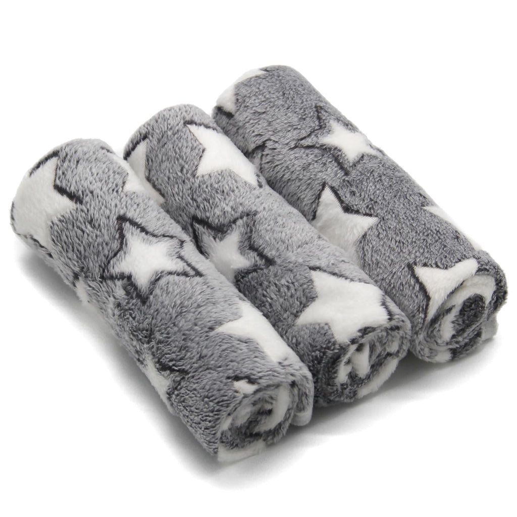 SORKUT Pack of 3 Soft Fleece Pet Blankets – Star Print, Machine Washable, 29x20 Inch Medium for Small Dogs and Cats