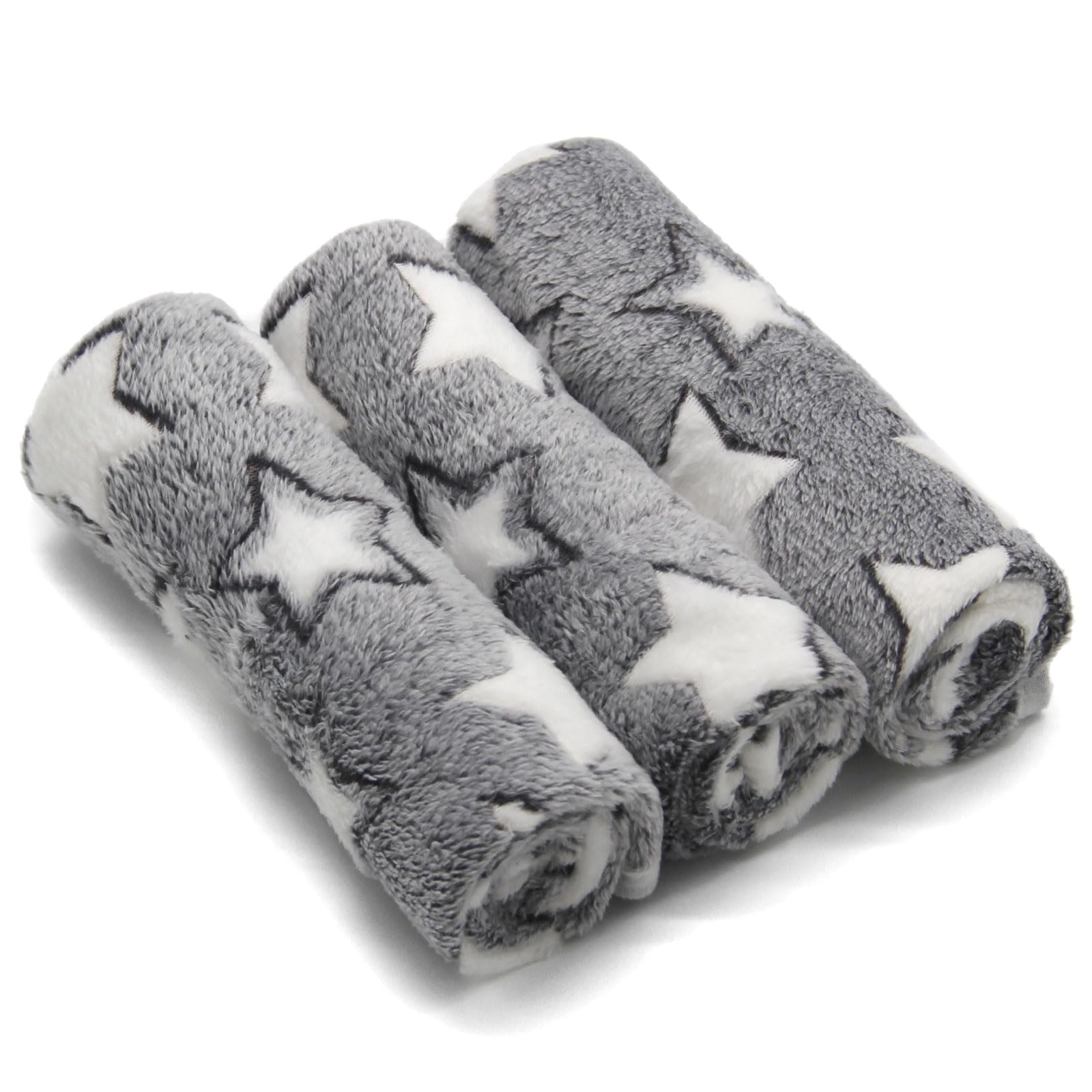 SORKUT Pack of 3 Soft Fleece Pet Blankets – Star Print, Machine Washable, 29x20 Inch Medium for Small Dogs and Cats