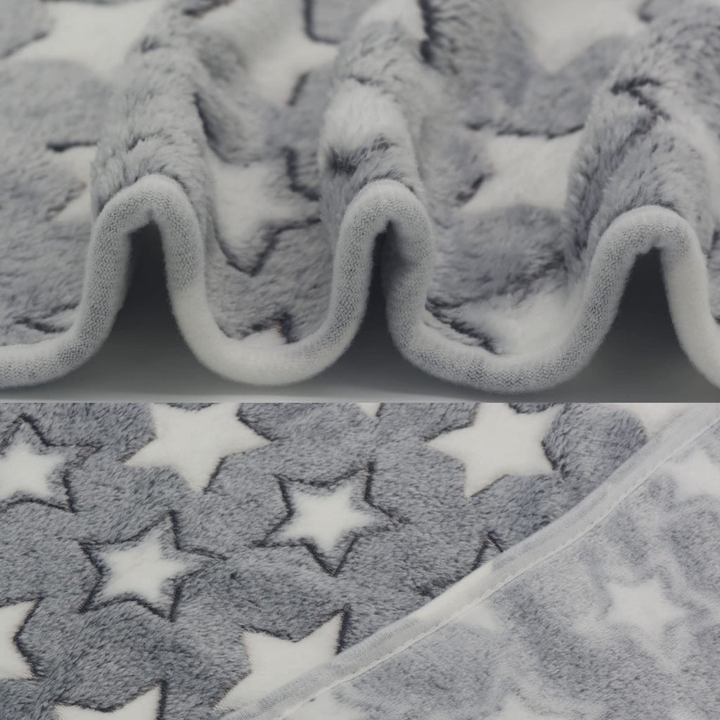 SORKUT Pack of 3 Soft Fleece Pet Blankets – Star Print, Machine Washable, 29x20 Inch Medium for Small Dogs and Cats