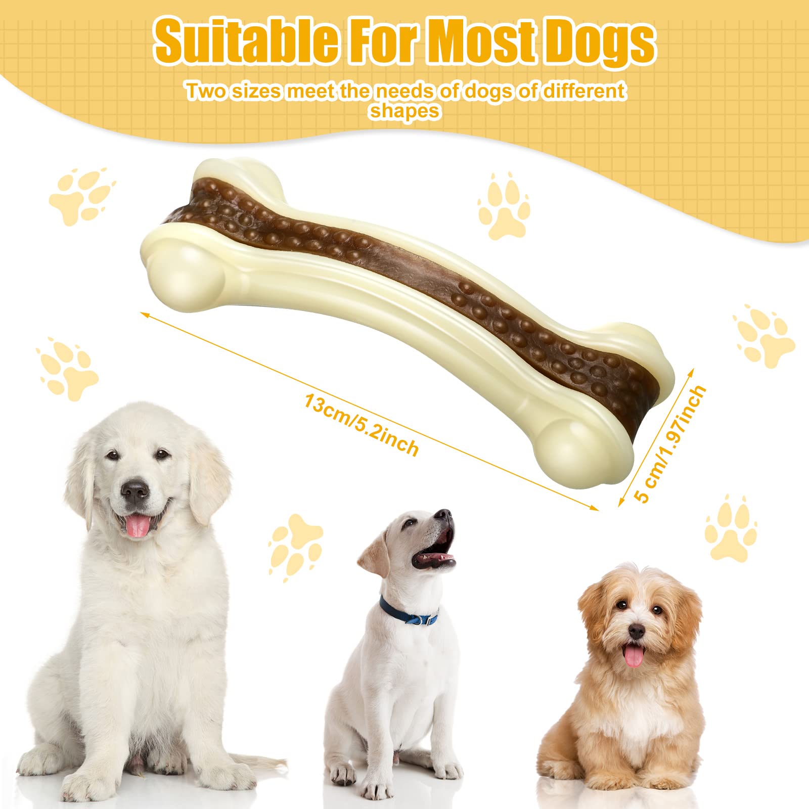 Sosation 3-Pack Beef-Flavored Nylon Chew Bones for Aggressive Chewers - Medium Size