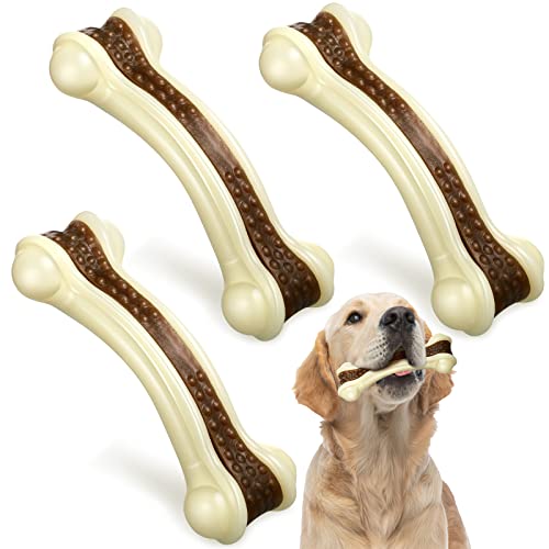 Sosation 3-Pack Beef-Flavored Nylon Chew Bones for Aggressive Chewers - Medium Size