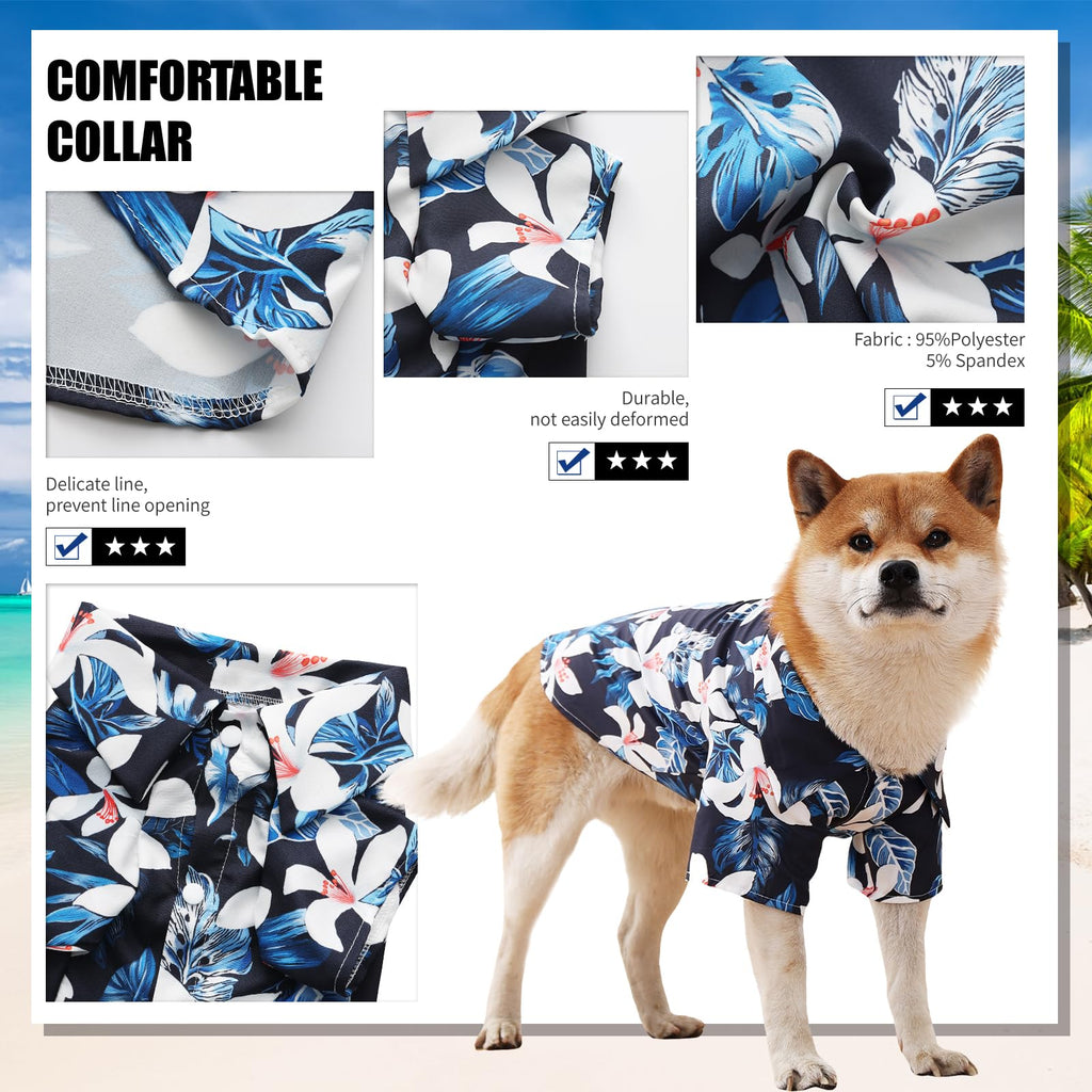 Spajoy Hawaiian Dog Shirt - Summer Breathable Floral Tee for Small to Large Dogs (Sold Separately)