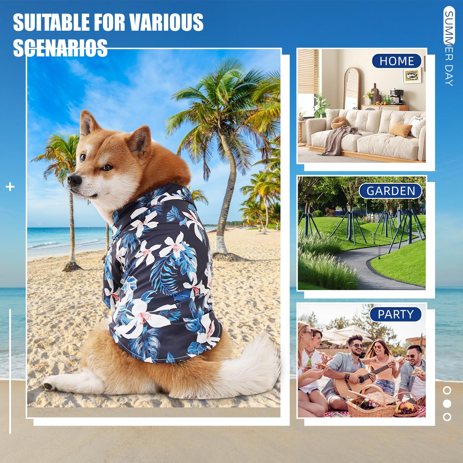 Spajoy Hawaiian Dog Shirt - Summer Breathable Floral Tee for Small to Large Dogs (Sold Separately)