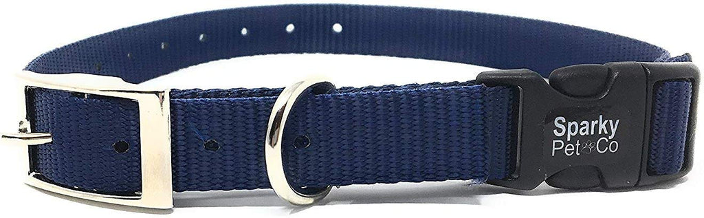 Sparky Pet Co ECollar Replacement Strap – Double Buckle Nylon Dog Collar, 3/4" x 24", Dark Blue