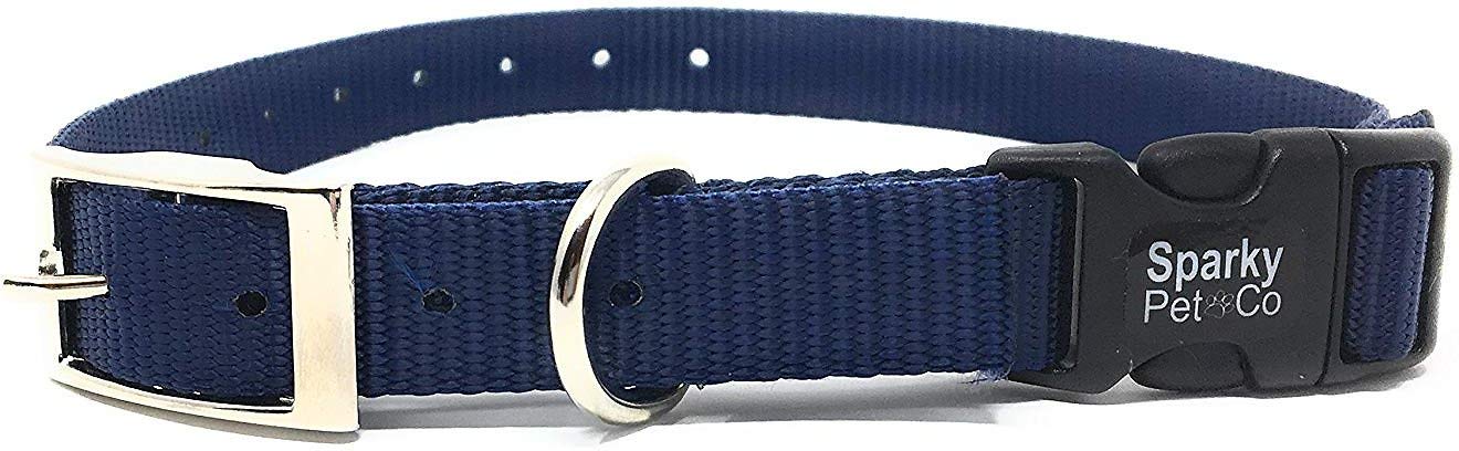 Sparky Pet Co ECollar Replacement Strap – Double Buckle Nylon Dog Collar, 3/4" x 24", Dark Blue