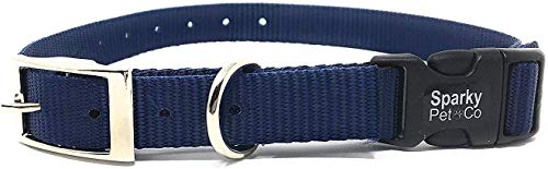 Sparky Pet Co ECollar Replacement Strap – Double Buckle Nylon Dog Collar, 3/4" x 24", Dark Blue