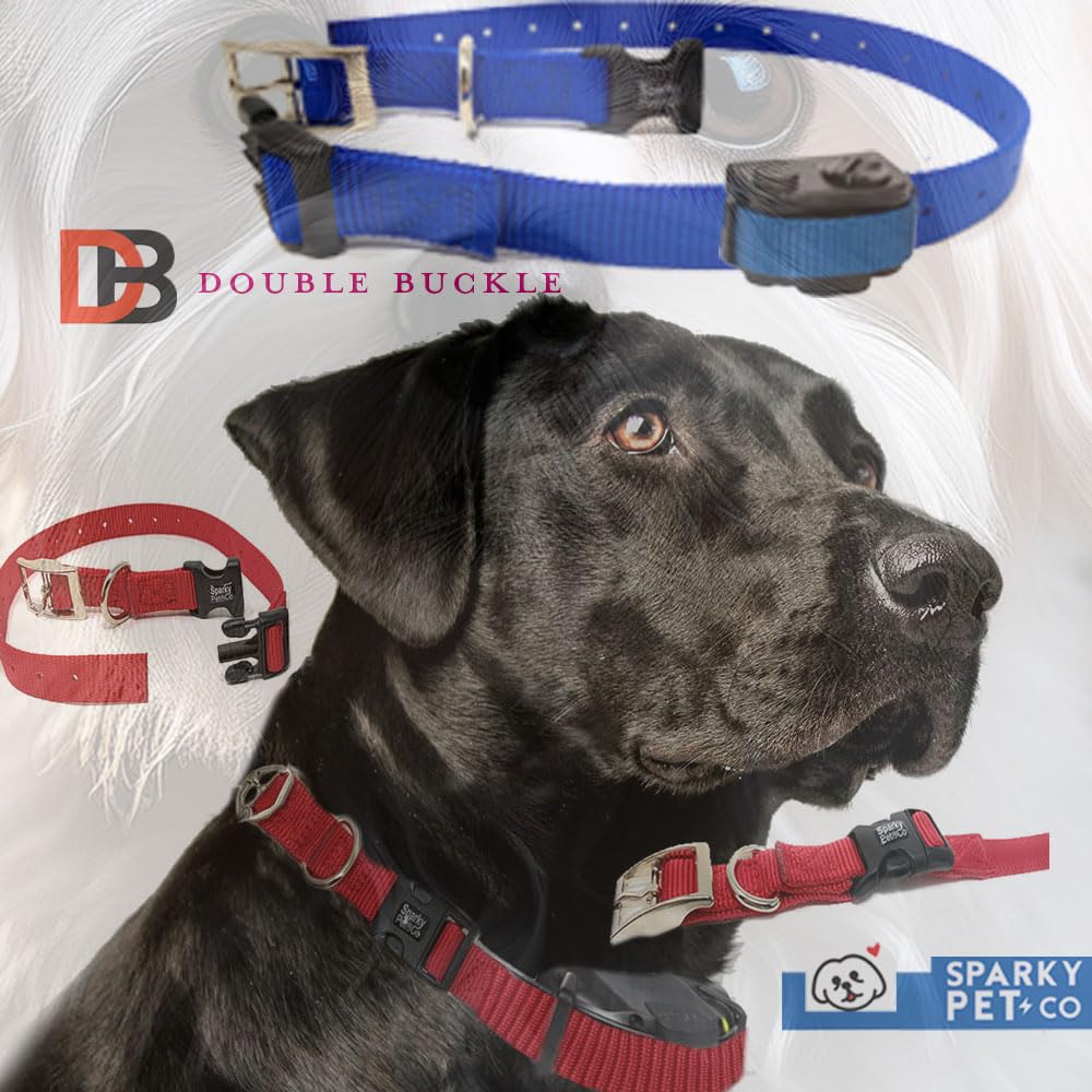 Sparky Pet Co ECollar Replacement Strap – Double Buckle Nylon Dog Collar, 3/4" x 24", Dark Blue