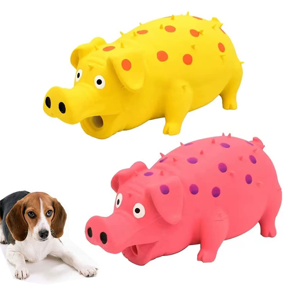 Squeaky Pig Dog Toys 2 Pack – Grunting Pig Toy That Oinks for Small, Medium, Large Dogs