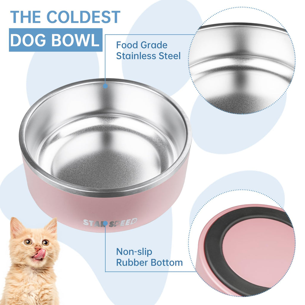 StarSpeed 42oz Stainless Steel Dog Bowl – Non-Slip Rubber Base, Double-Wall Insulated, Dishwasher Safe