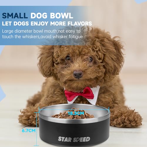 StarSpeed 42oz Stainless Steel Dog Bowl – Non-Slip Rubber Bottom, Weighted & Insulated for Small/Medium Dogs or Cats