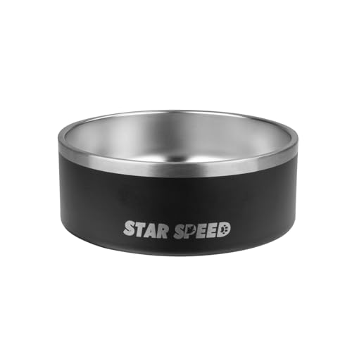 StarSpeed 42oz Stainless Steel Dog Bowl – Non-Slip Rubber Bottom, Weighted & Insulated for Small/Medium Dogs or Cats