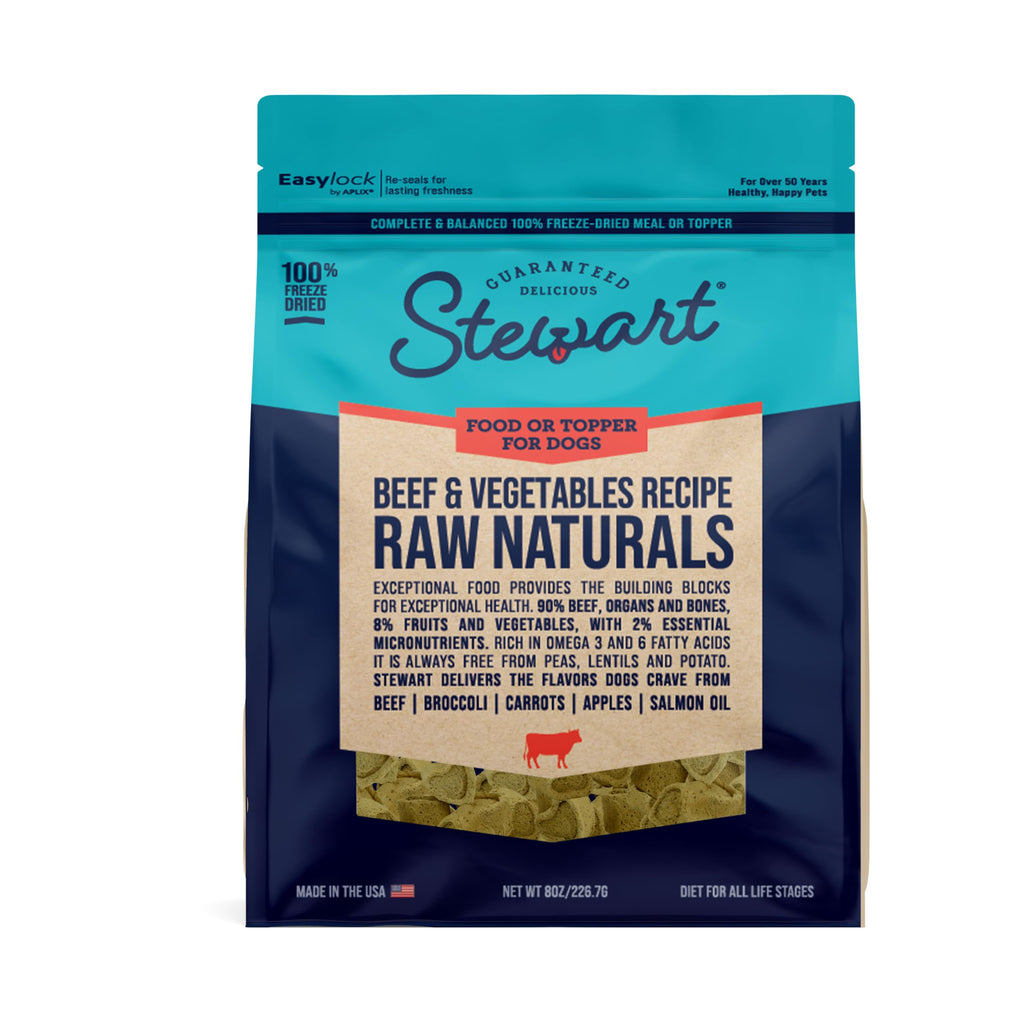 Stewart Freeze Dried Raw Dog Food Beef & Vegetables 8 oz – Complete Meal or Topper