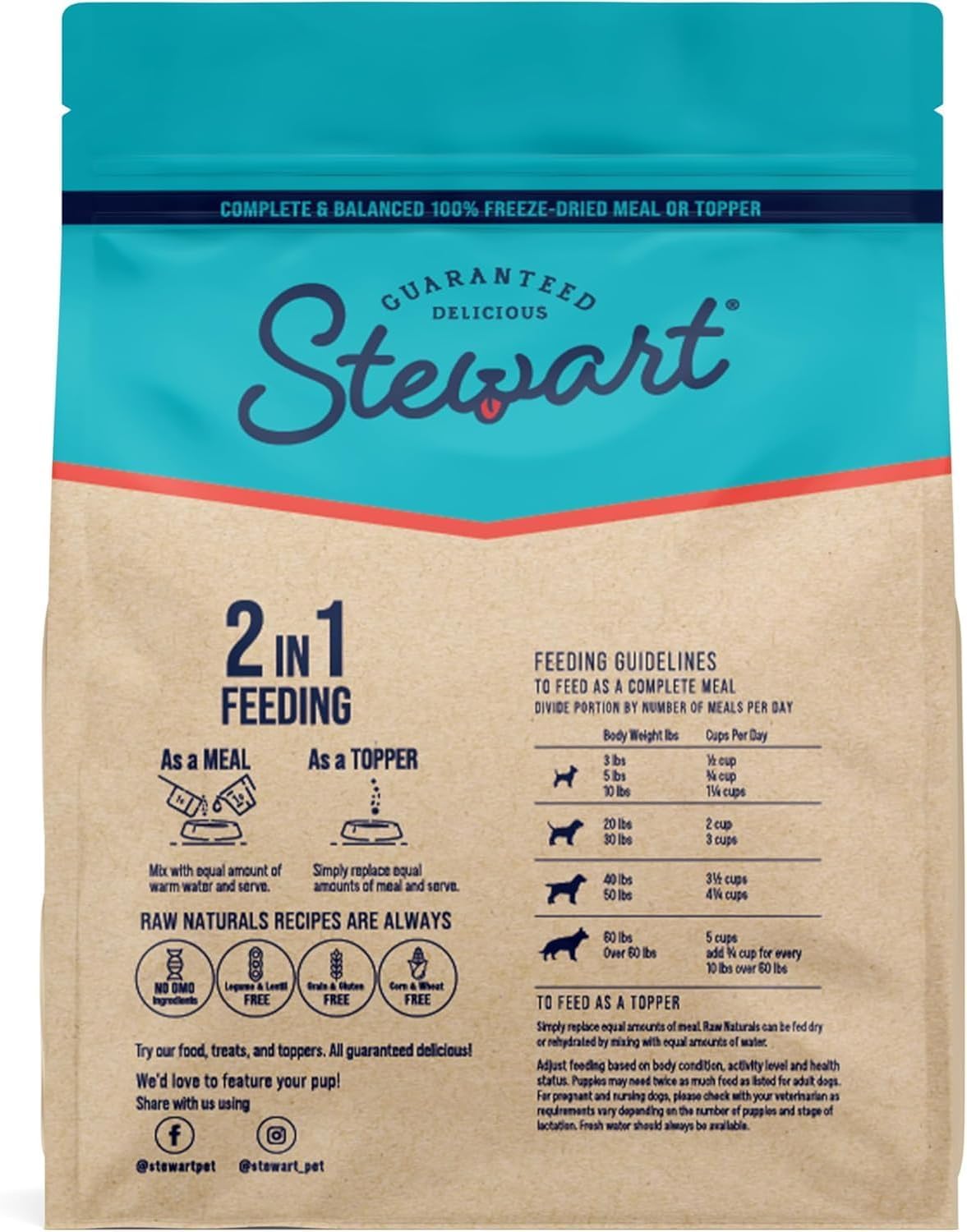 Stewart Freeze Dried Raw Dog Food Beef & Vegetables 8 oz – Complete Meal or Topper