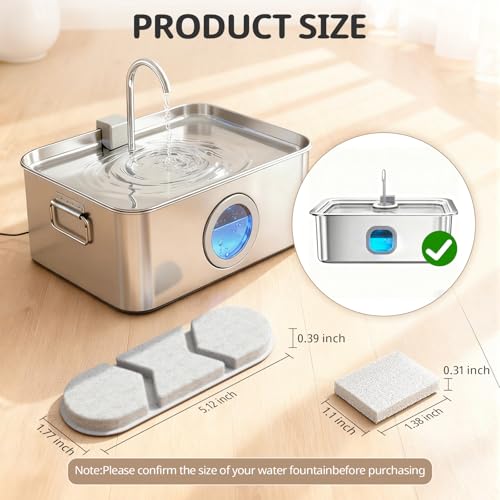 SUKIPAW Large Dog Fountain Filter Replacement – 12 Filters & 12 Sponges for DYSJ01, FW120, WF160 (4.2Gal/16L & 3.2Gal/12L)