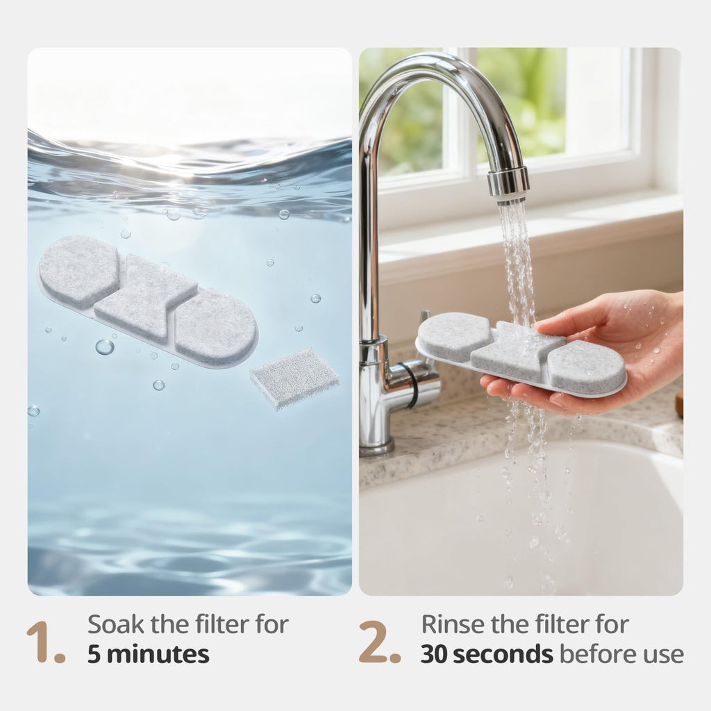 SUKIPAW Large Dog Fountain Filter Replacement – 12 Filters & 12 Sponges for DYSJ01, FW120, WF160 (4.2Gal/16L & 3.2Gal/12L)
