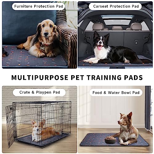 Sunheir Reusable Dog Pee Pads 2-Pack - Washable Leakproof Non-Slip 24x36 Deep Grey Leaves