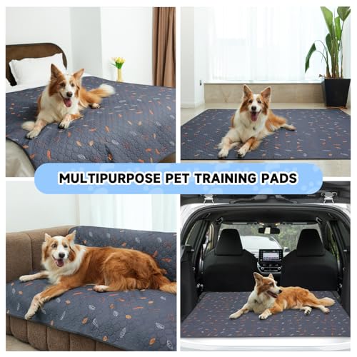 Sunheir Reusable Dog Pee Pads 2-Pack - Washable Leakproof Non-Slip 24x36 Deep Grey Leaves