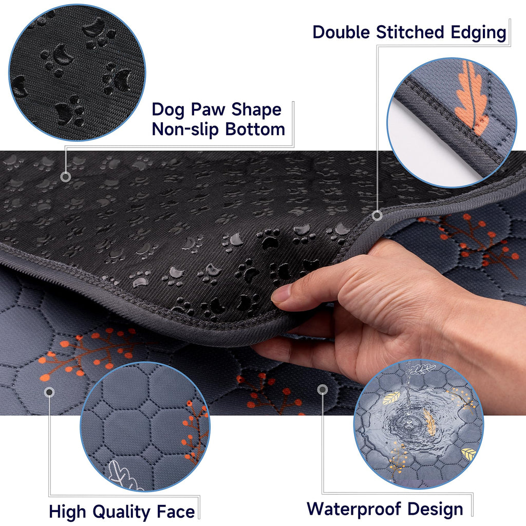 Sunheir Reusable Dog Pee Pads 2-Pack - Washable Leakproof Non-Slip 24x36 Deep Grey Leaves