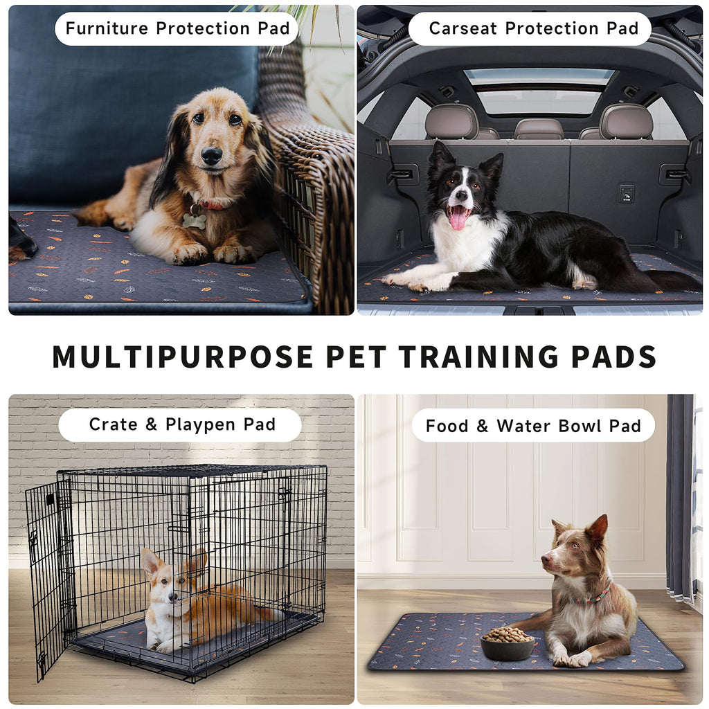 Sunheir Reusable Dog Pee Pads 2-Pack - Washable Leakproof Non-Slip 24x36 Deep Grey Leaves