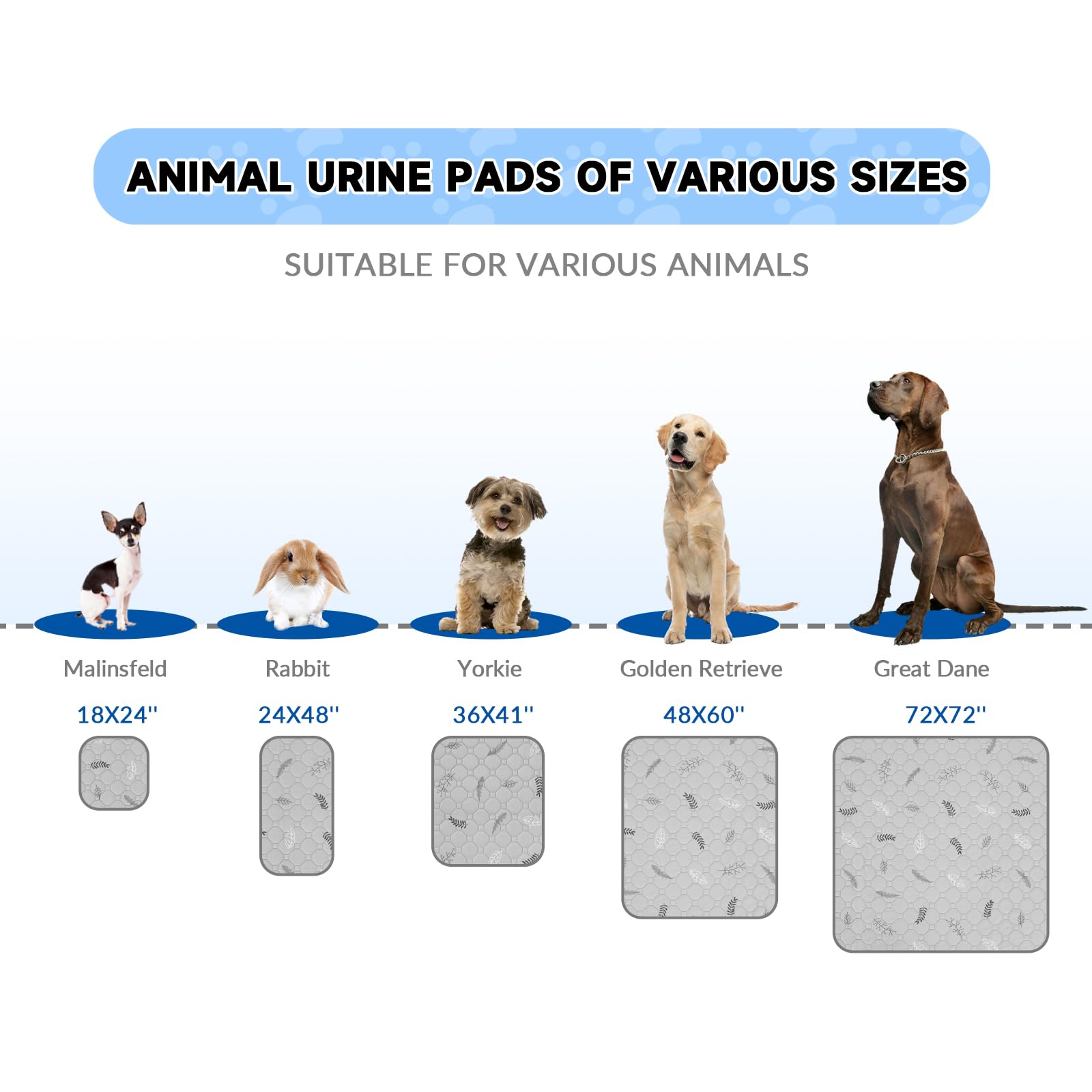 Sunheir Reusable Dog Pee Pads 2-Pack - Washable Leakproof Non-Slip 24x36 Deep Grey Leaves