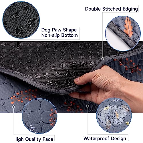Sunheir Reusable Dog Pee Pads 2-Pack - Washable Leakproof Non-Slip 24x36 Deep Grey Leaves