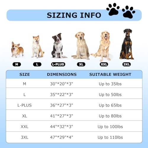 Sunheir Washable Large Dog Bed Cover - Soft Plush, Waterproof, Non-Skid, 36x27x3 Inches, Grey (Cover Only)