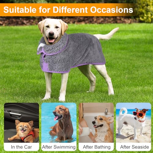 Super Absorbent Dog Bathrobe for Quick Drying – Soft Fleece, Adjustable, Machine Washable (S-XXL)