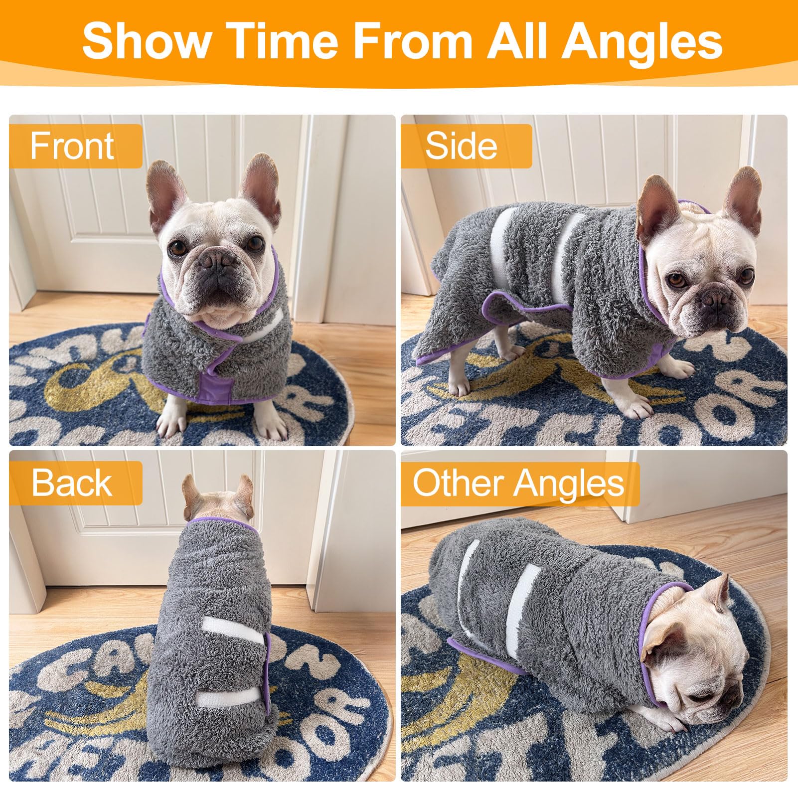 Super Absorbent Dog Bathrobe for Quick Drying – Soft Fleece, Adjustable, Machine Washable (S-XXL)