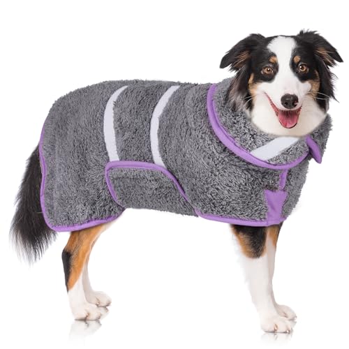 Super Absorbent Dog Bathrobe for Quick Drying – Soft Fleece, Adjustable, Machine Washable (S-XXL)