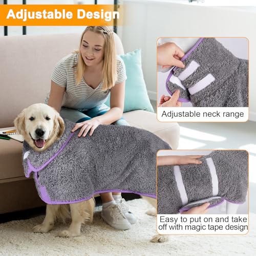 Super Absorbent Dog Bathrobe for Quick Drying – Soft Fleece, Adjustable, Machine Washable (S-XXL)