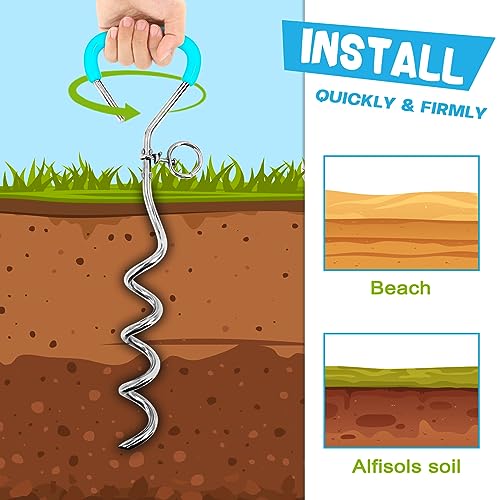 Supet Dog Tie Out Cable and Stake - 10FT Heavy Duty Runner for Large Dogs up to 125lbs, Turquoise