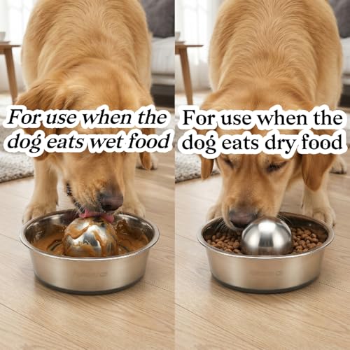 SUS304 Stainless Steel Slow Feeder Ball for Small Dogs – 2.5 Inch – Prevents Choking and Bloating
