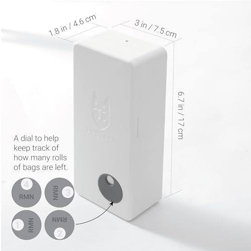 SVD.PET Dog Poop Bag Dispenser with 60 Bags, Wall Mount, Holds 4 Rolls, White