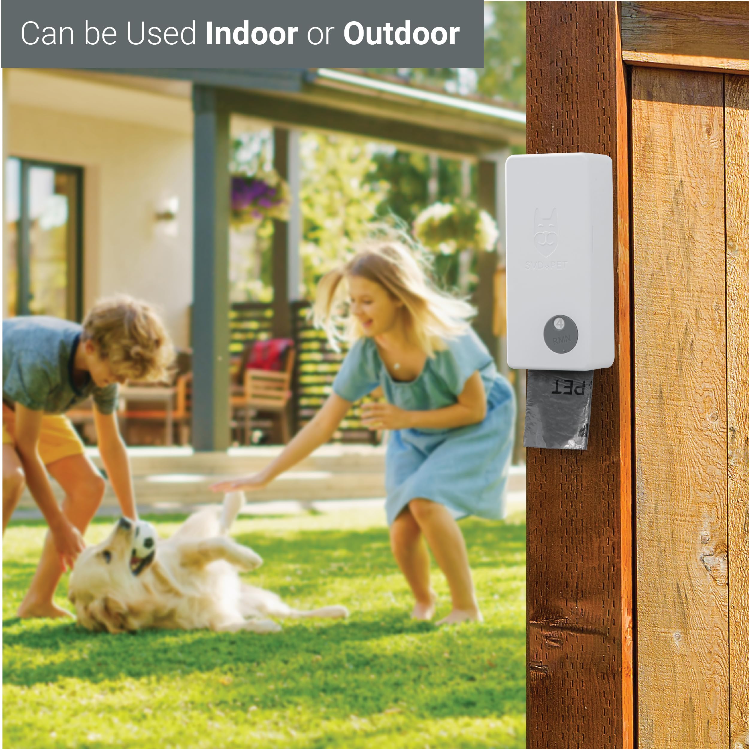SVD.PET Dog Poop Bag Dispenser with 60 Bags, Wall Mount, Holds 4 Rolls, White