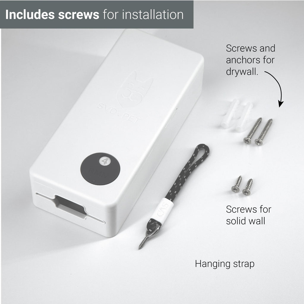 SVD.PET Dog Poop Bag Dispenser with 60 Bags, Wall Mount, Holds 4 Rolls, White