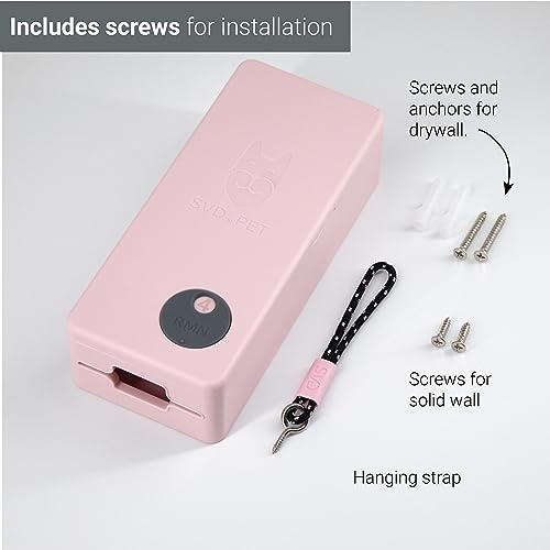 SVD.PET Pink Dog Poop Bag Dispenser – Wall Mount & Hanging, Rainproof, Holds 4 Rolls