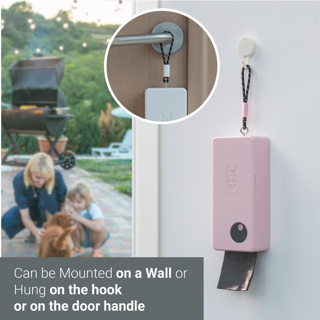 SVD.PET Pink Dog Poop Bag Dispenser – Wall Mount & Hanging, Rainproof, Holds 4 Rolls