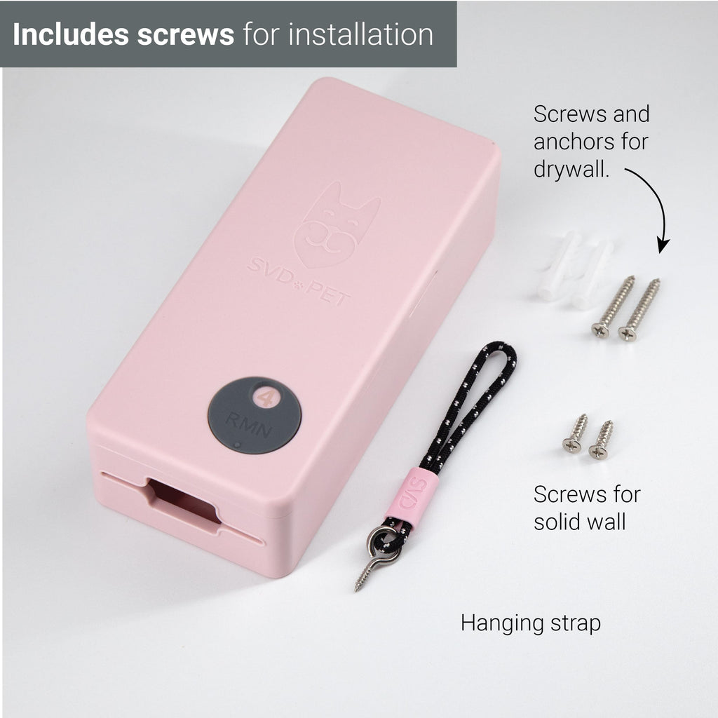 SVD.PET Pink Dog Poop Bag Dispenser – Wall Mount & Hanging, Rainproof, Holds 4 Rolls