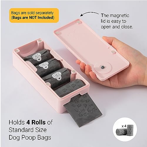 SVD.PET Pink Dog Poop Bag Dispenser – Wall Mount & Hanging, Rainproof, Holds 4 Rolls
