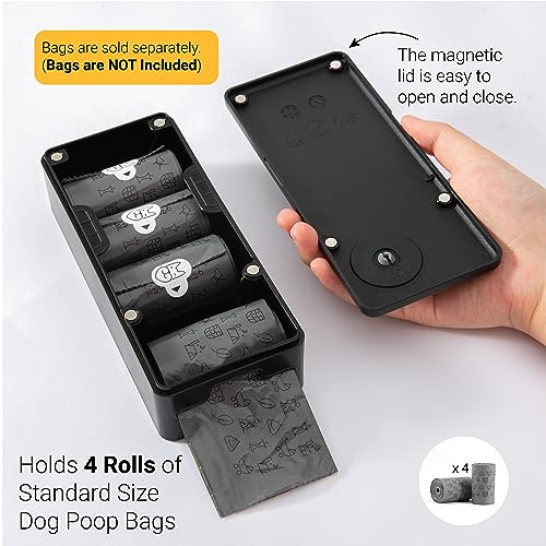 SVD.PET Poop Bag Dispenser: Wall Mount, Hanging, or Tabletop - Holds 4 Rolls, Magnetic Lid, Rainproof