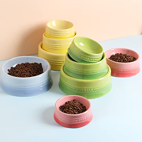 Sweejar Gradient Dog Bowl – Small 8 oz Ceramic Pet Dish for Puppies and Kittens in Gradient Pink
