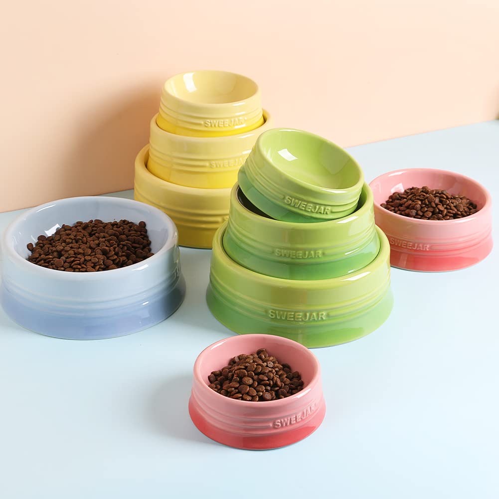 Sweejar Gradient Dog Bowl – Small 8 oz Ceramic Pet Dish for Puppies and Kittens in Gradient Pink