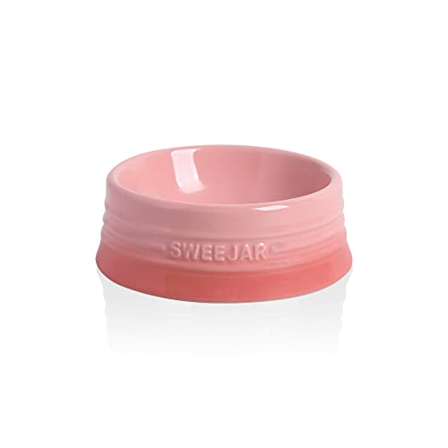 Sweejar Gradient Dog Bowl – Small 8 oz Ceramic Pet Dish for Puppies and Kittens in Gradient Pink