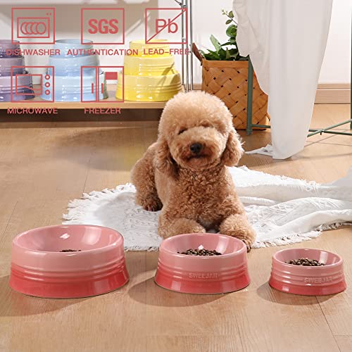 Sweejar Gradient Dog Bowl – Small 8 oz Ceramic Pet Dish for Puppies and Kittens in Gradient Pink
