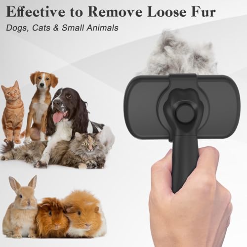 Swihauk Self-Cleaning Slicker Brush for Dogs & Cats – Skin-Friendly Deshedding Grooming Brush (Black)