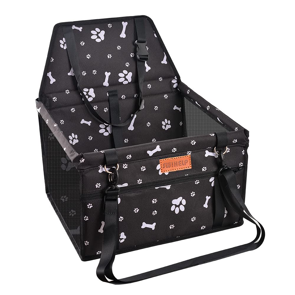 SWIHELP Small Dog Car Seat - Portable Booster with Safety Leash and Anti-Collapse PVC Support