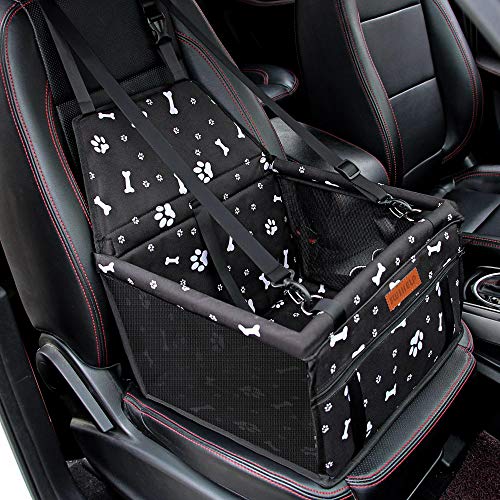 SWIHELP Small Dog Car Seat - Portable Booster with Safety Leash and Anti-Collapse PVC Support